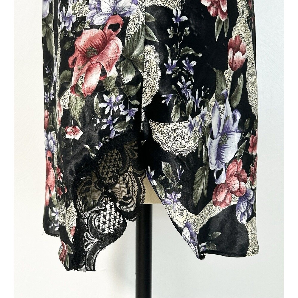 Vintage Victorias Secret Gold Label Black Floral Satin Lace Nightgown Chemise L - Picture 4 of 7